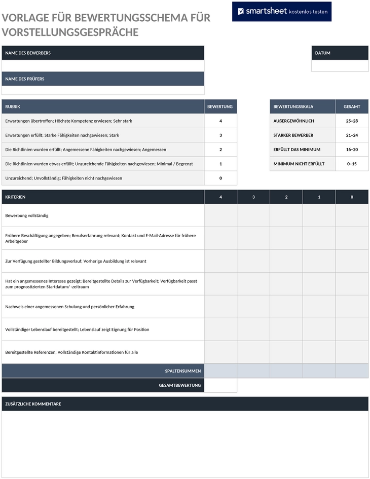 job-interview-rubric-vorlage