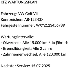 kfz-wartungsplan