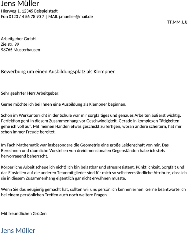 klempner-bewerbung-anschreiben-vorlage