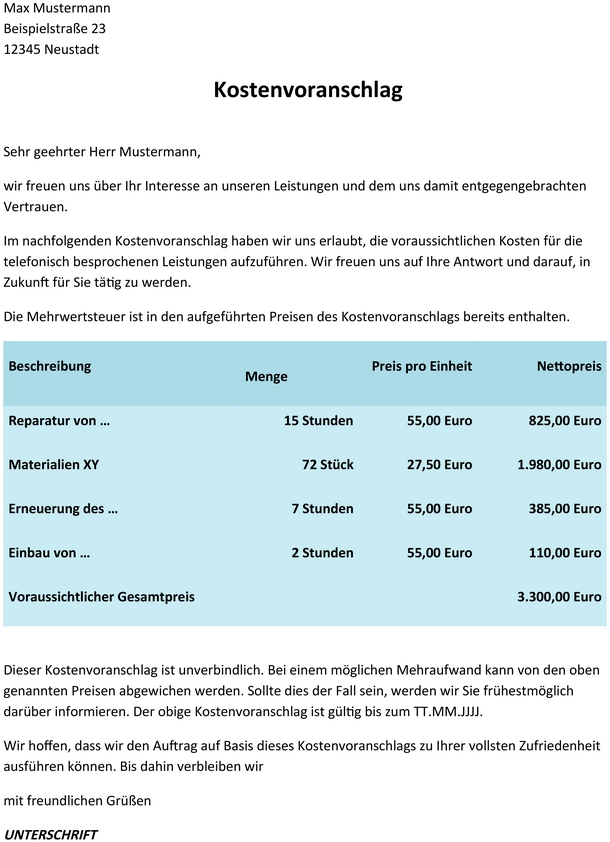 kostenvoranschlag-vorlage-fuer-dienstleistungen
