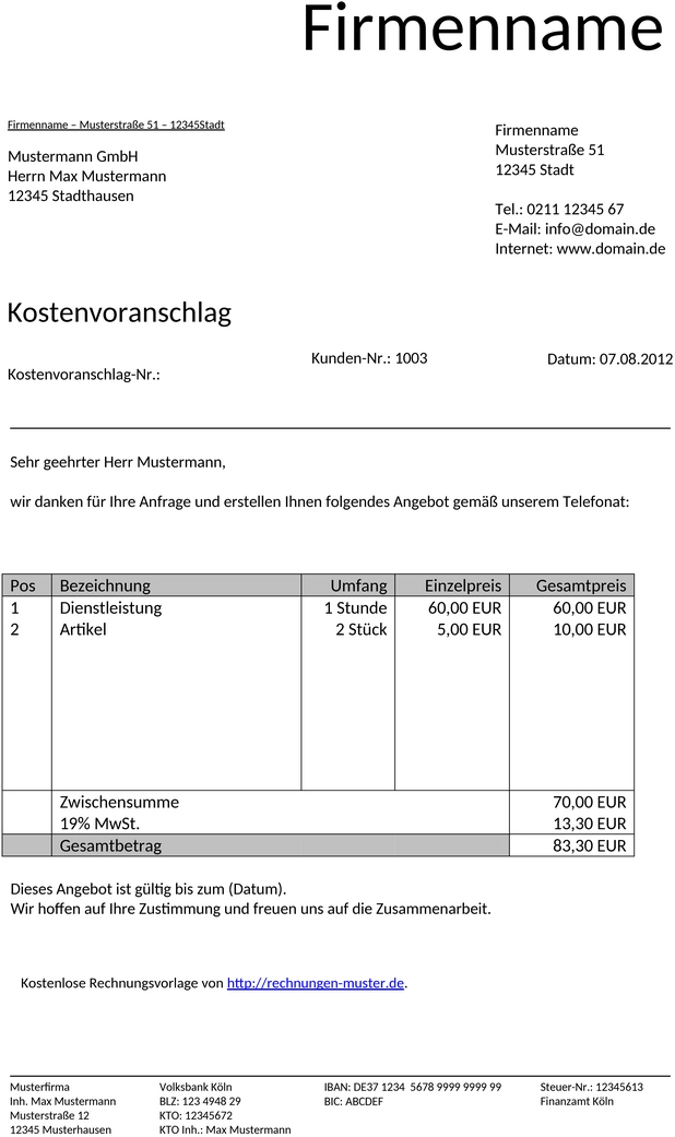 kostenvoranschlag-vorlage