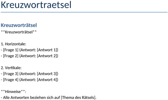 kreuzwortraetsel-vorlage