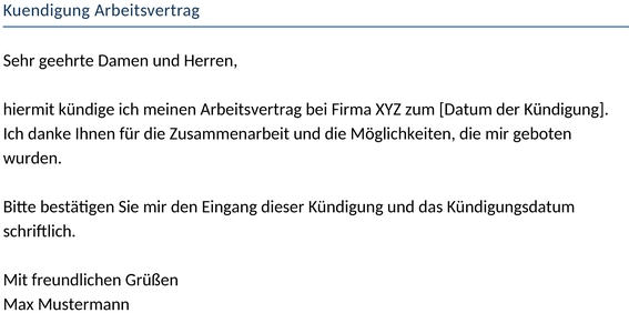 kuendigung-arbeitsvertrag-vorlage