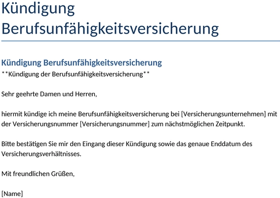 kuendigung-berufsunfaehigkeitsversicherung