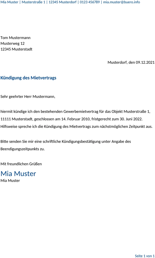 kuendigung-buero-vorlage