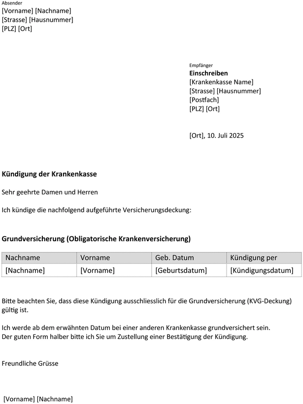 kuendigung-der-krankenkasse-vorlage
