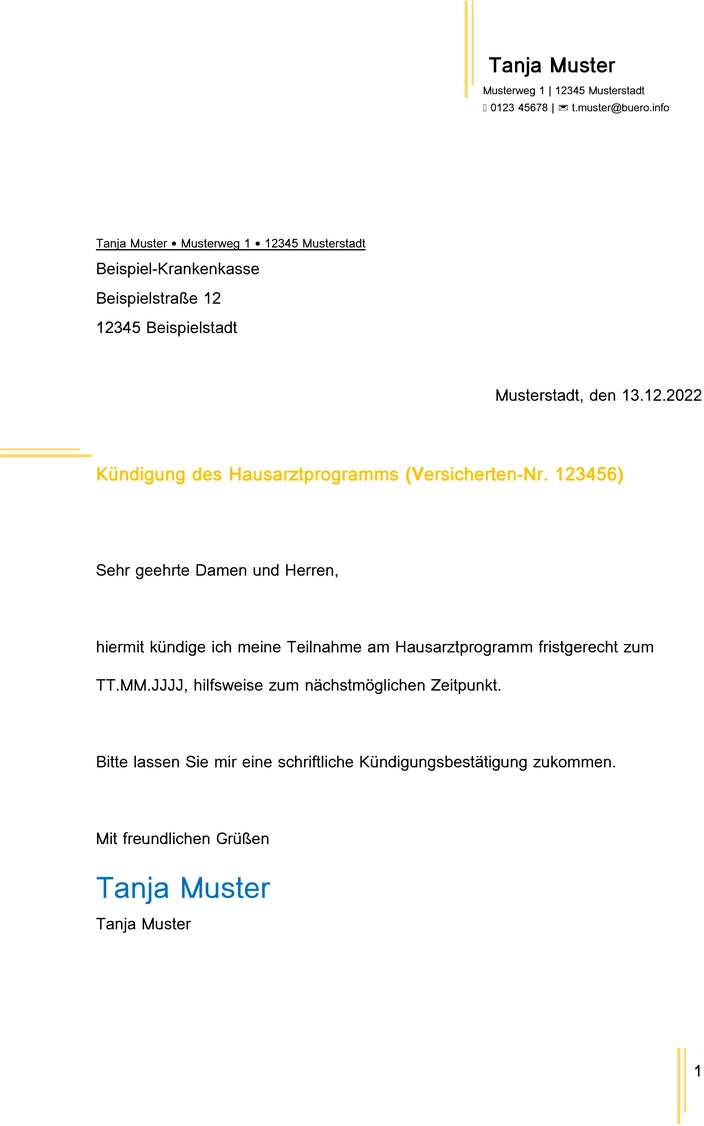 kuendigung-des-hausarztprogramms-vorlage