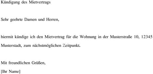 kuendigung-des-mietvertrags-vorlage