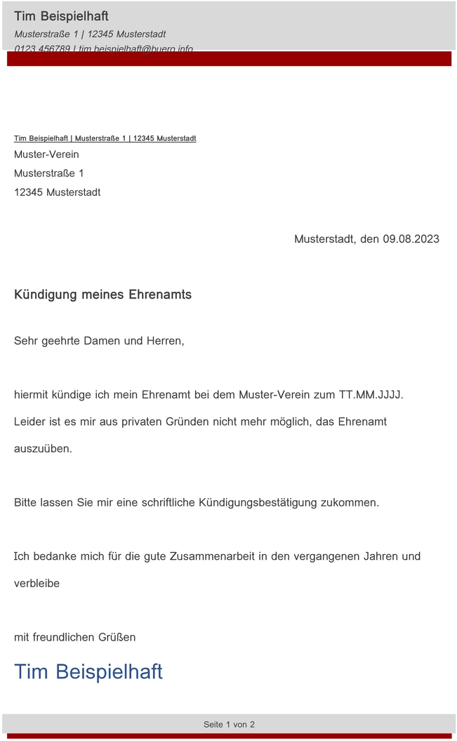 kuendigung-ehrenamt-privat-vorlage
