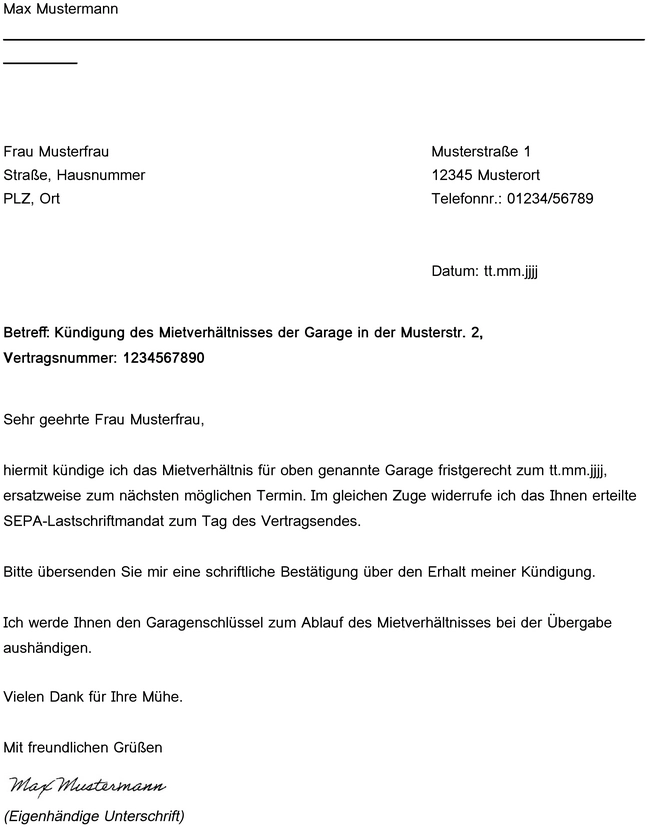 kuendigung-einer-garage-mietverhaeltnis-vorlage
