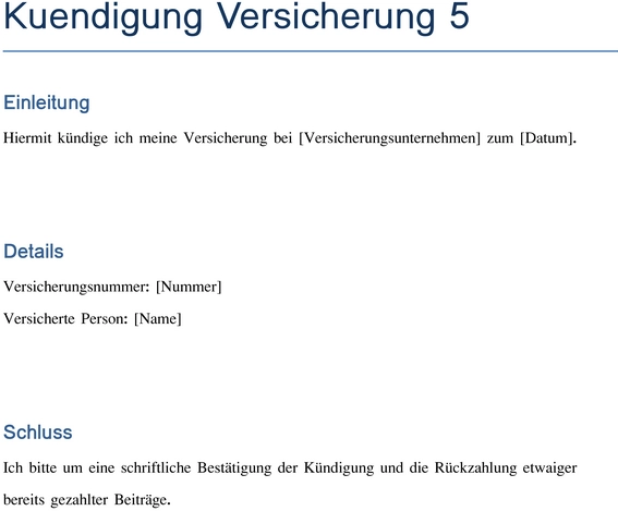 kuendigung-einer-versicherung-vorlage