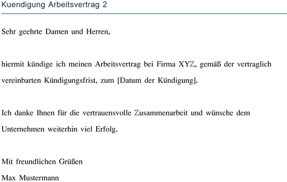 kuendigung-eines-arbeitsvertrags-muster-vorlage-fuer-anstellung