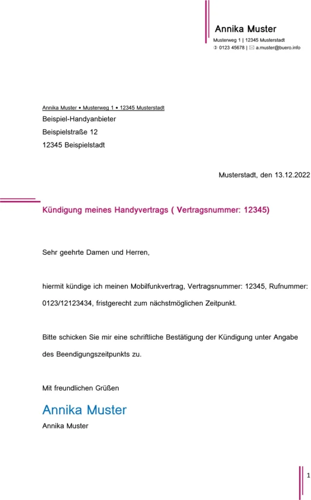 kuendigung-eines-handyvertrags-vorlage
