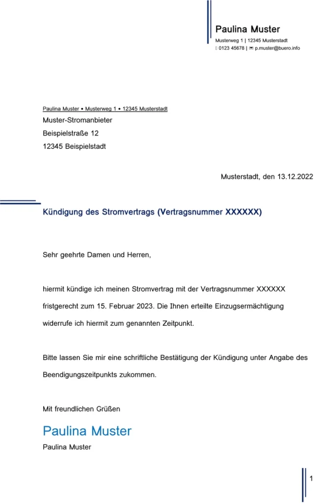 kuendigung-eines-stromvertrags-vorlage