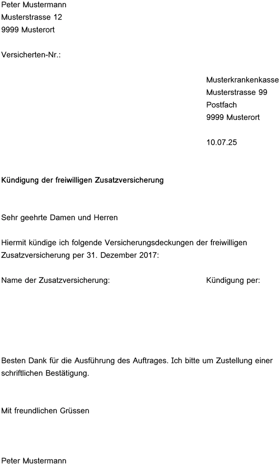 kuendigung-freiwillige-zusatzversicherung-vorlage