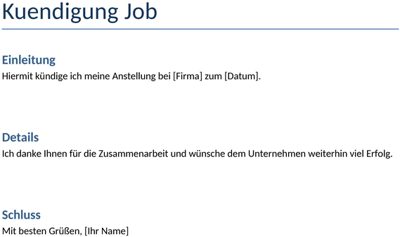 kuendigung-job-vorlage