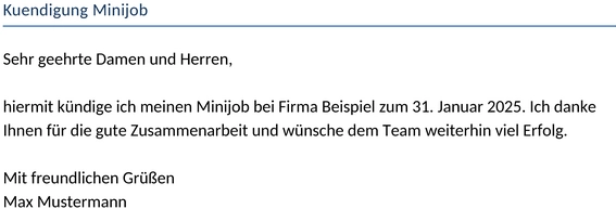 kuendigung-minijob