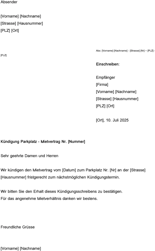 kuendigung-parkplatz-mietvertrag-vorlage