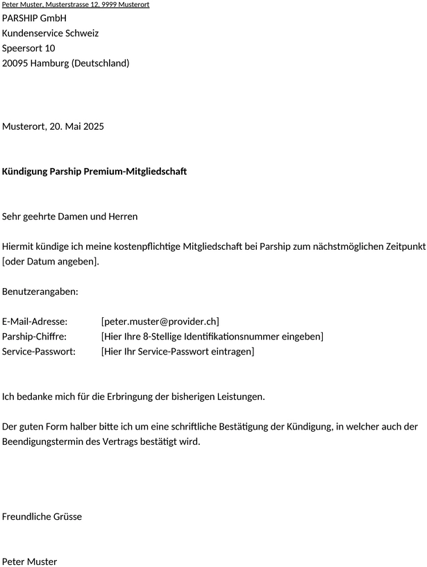 kuendigung-parship-vorlage