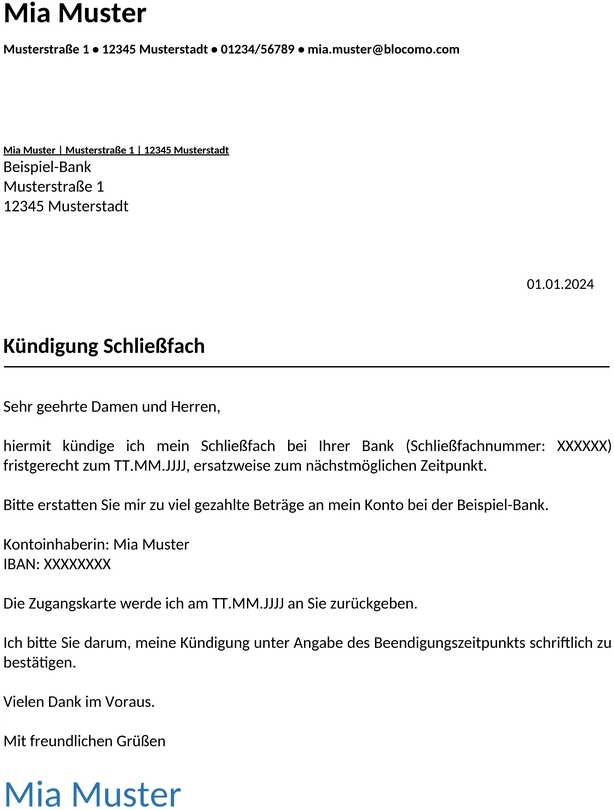 kuendigung-schliessfach-vorlage