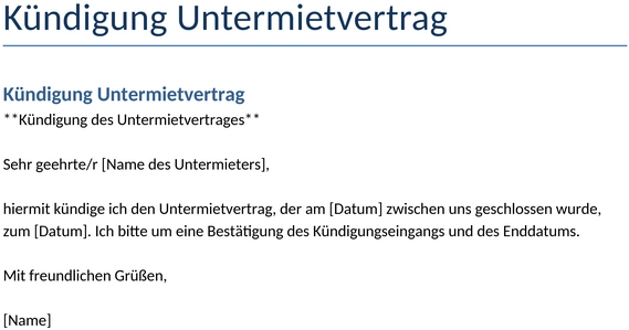 kuendigung-untermietvertrag