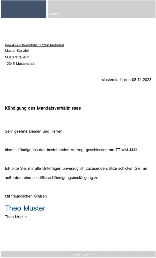 kuendigung-vorlage-mandatsverhaeltnisse