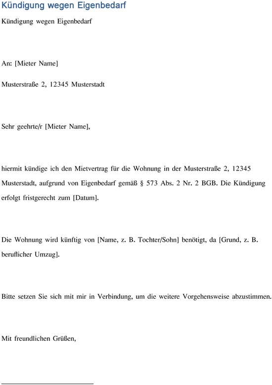 kuendigung-wegen-eigenbedarf-wohnraum-vorlage