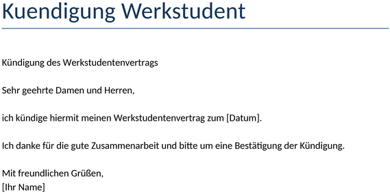 kuendigung-werkstudent-vorlage