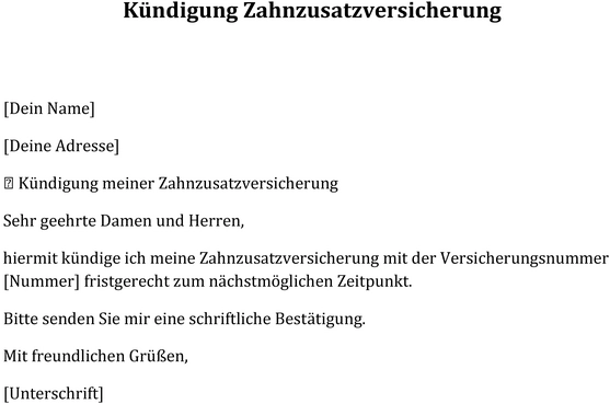 kuendigung-zahnzusatzversicherung-vorlage