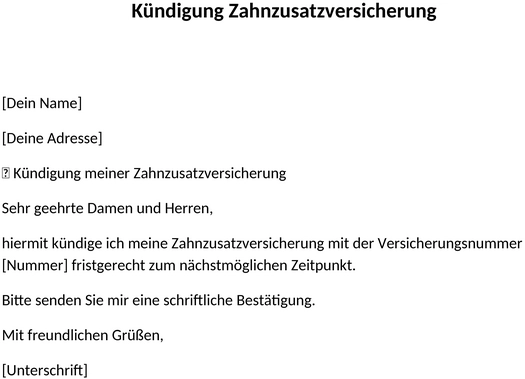 kuendigung-zahnzusatzversicherung