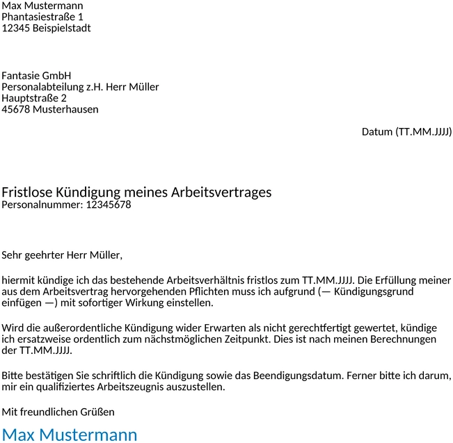 kuendigungsschreiben-fristlose-kuendigung