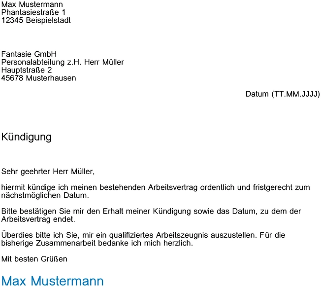 kuendigungsvorlage-arbeitnehmer-arbeitsvertrag