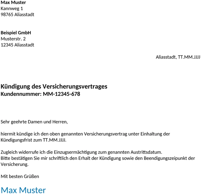 kuendigungsvorlagen-versicherung-vordrucke
