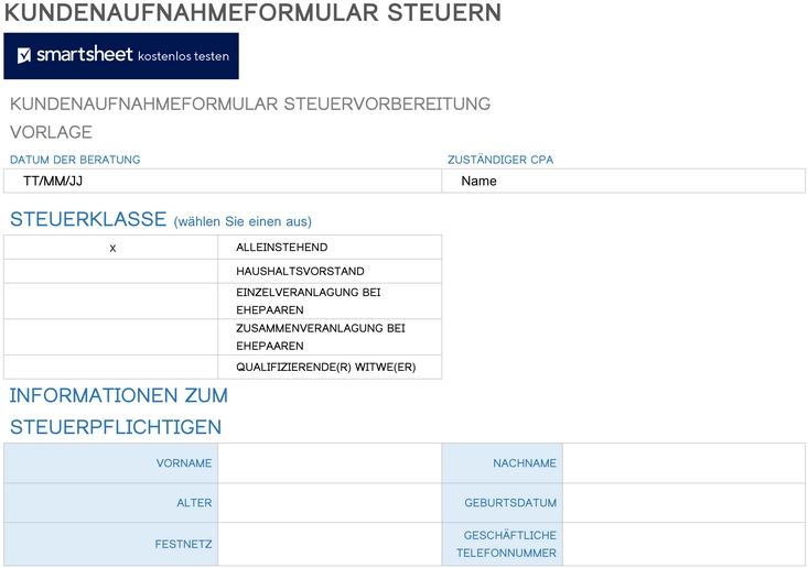 kundenaufnahmeformular-steuern-vorlage