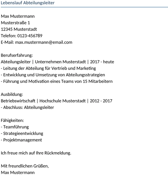 lebenslauf-abteilungsleiter