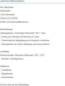 lebenslauf-abteilungsleiterin-vorlage