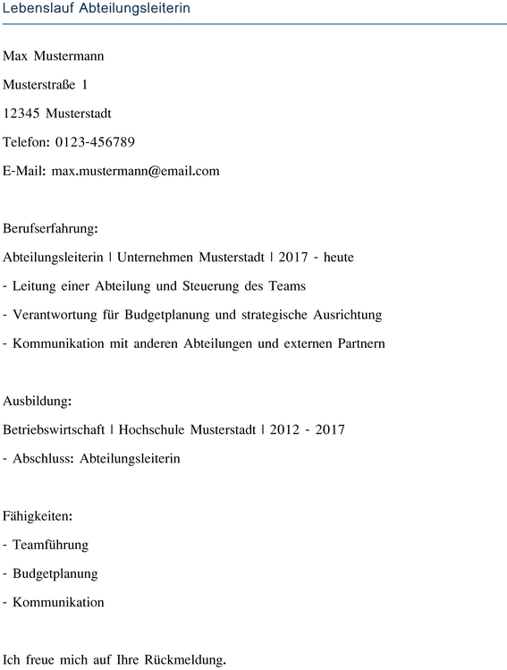 lebenslauf-abteilungsleiterin-vorlage