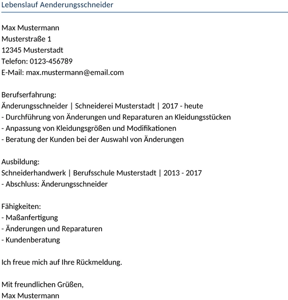 lebenslauf-aenderungsschneider