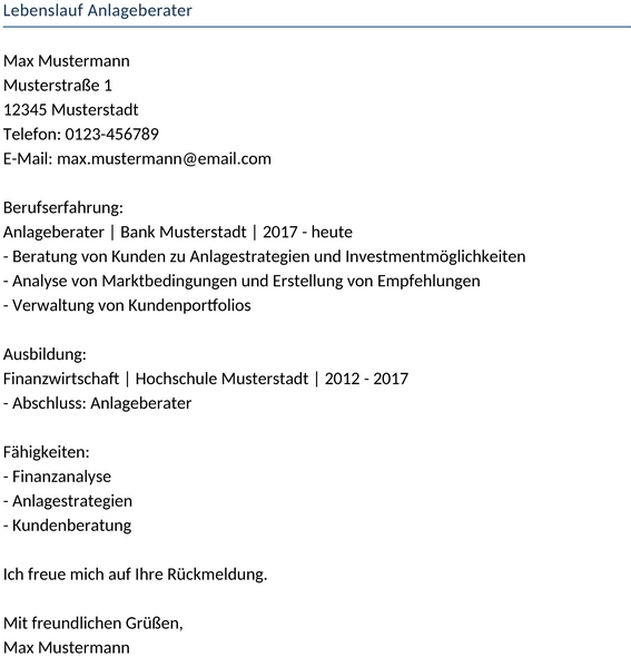 lebenslauf-anlageberater