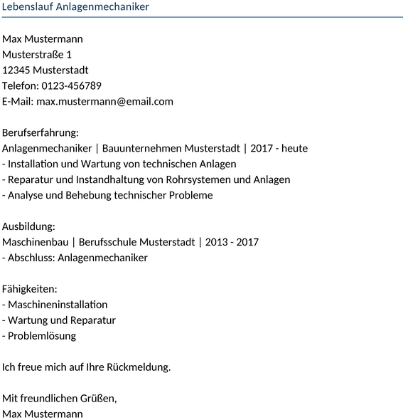 lebenslauf-anlagenmechaniker