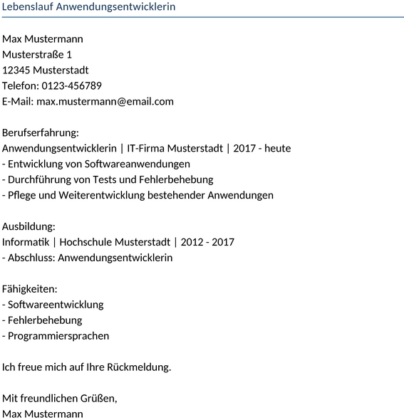 lebenslauf-anwendungsentwicklerin