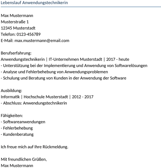 lebenslauf-anwendungstechnikerin