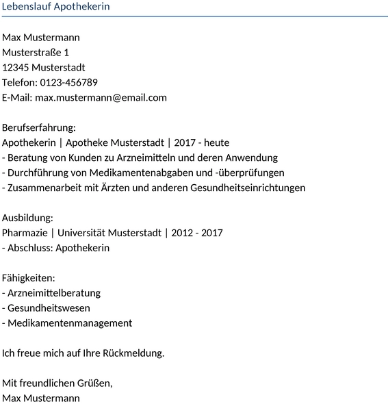 lebenslauf-apothekerin