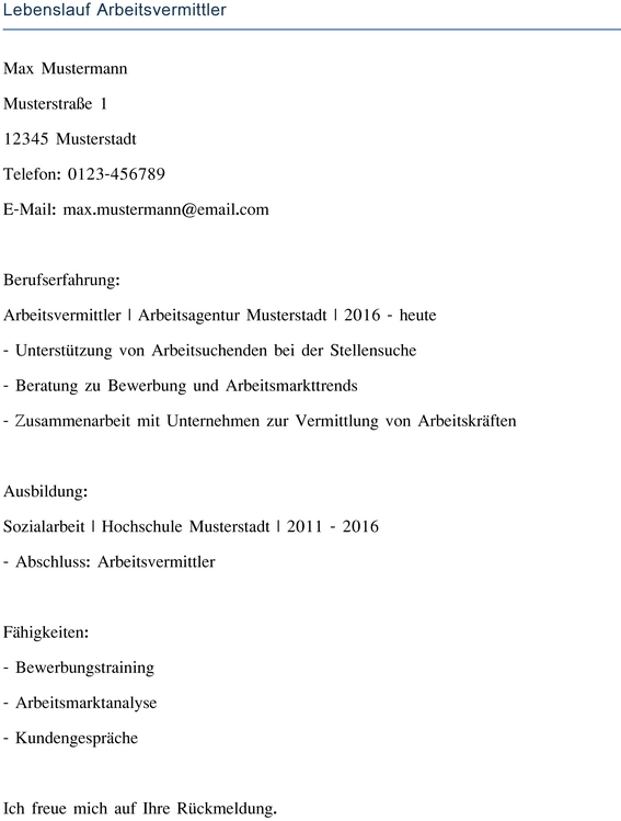 lebenslauf-arbeitsvermittler-muster-vorlage