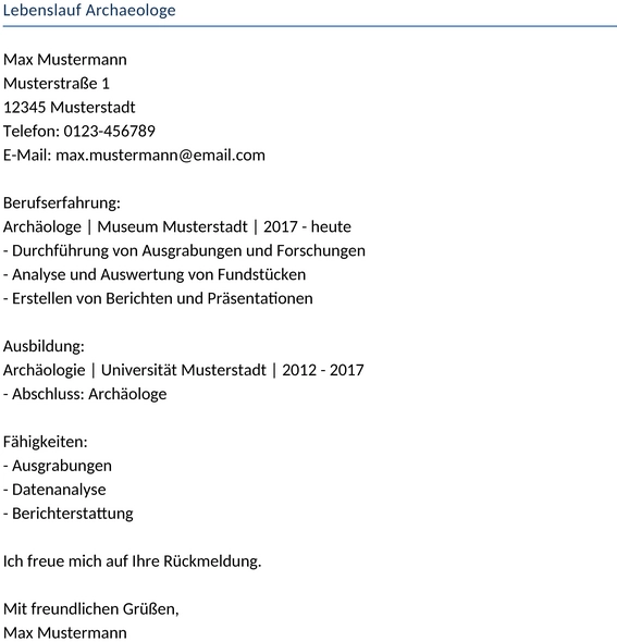 lebenslauf-archaeologe