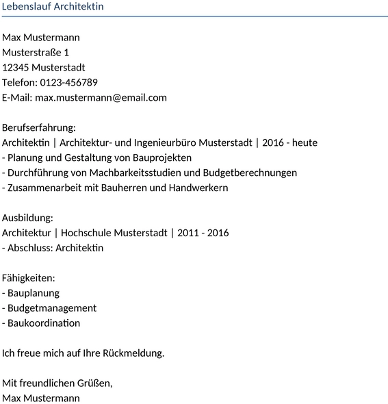 lebenslauf-architektin
