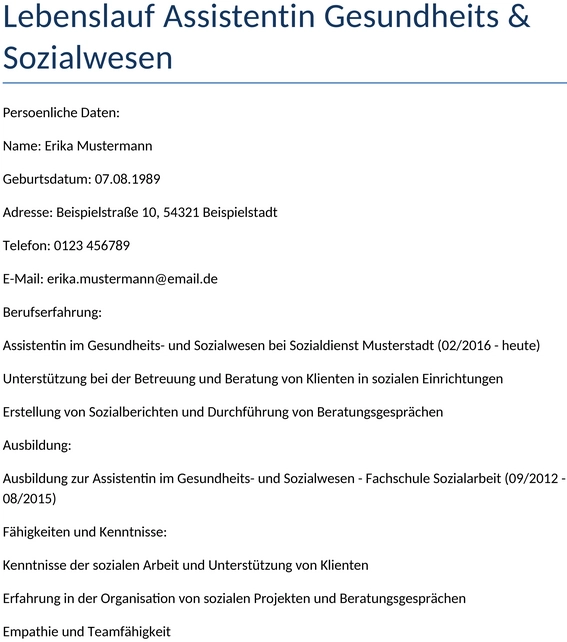 lebenslauf-assistentin-gesundheits-sozialwesen