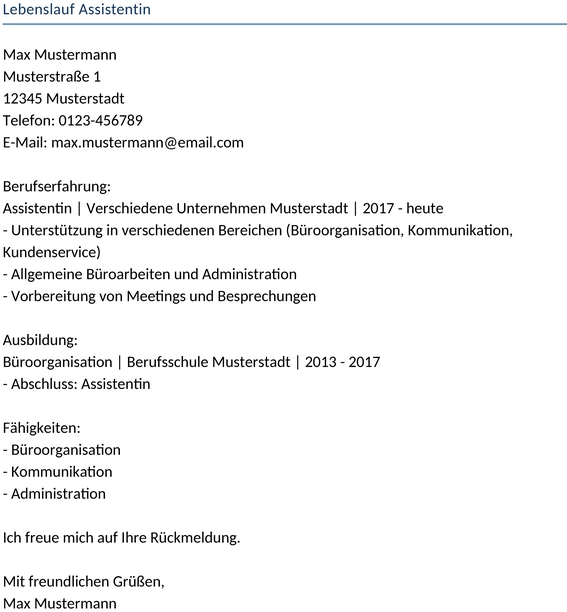 lebenslauf-assistentin