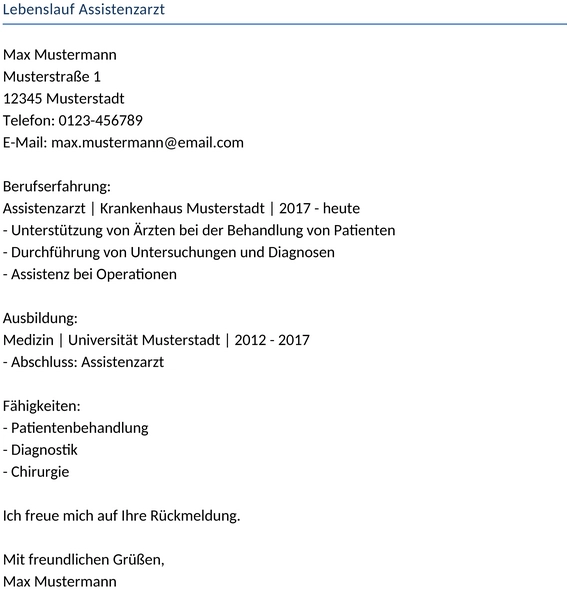 lebenslauf-assistenzarzt