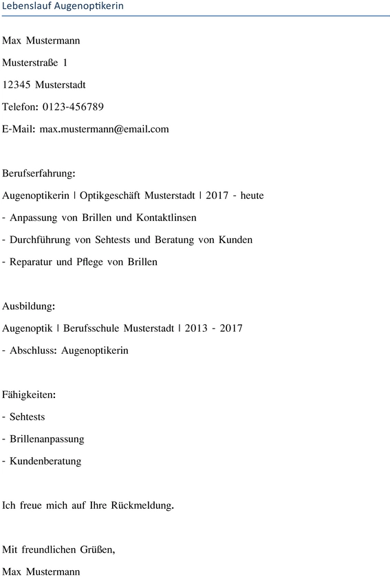 lebenslauf-augenoptikerin-vorlage